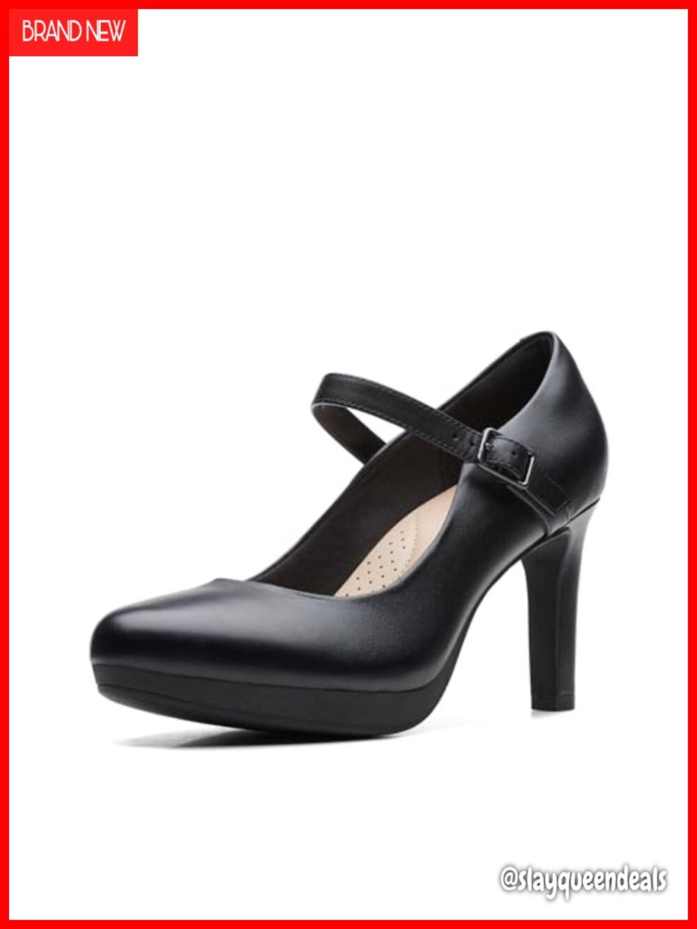 Women's Leather Stiletto Heel Pump Adjustable Strap Closed Toe